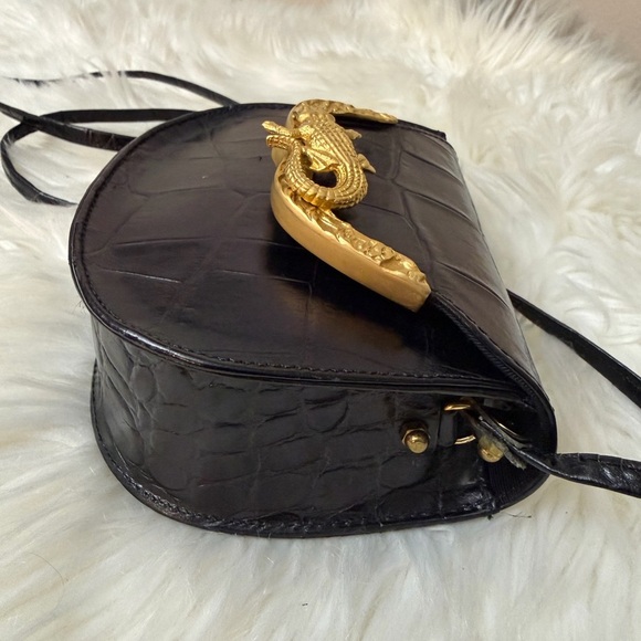 Vintage Glenn Miller For Ann Turk Alligator -Embossed Bag Whit Gold Mascaron - Picture 6 of 10